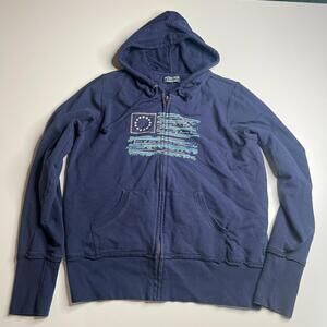 Vintage Polo Jeans Company Ralph Lauren Women’s Zip Hoodie Sweatshirt Blue USA